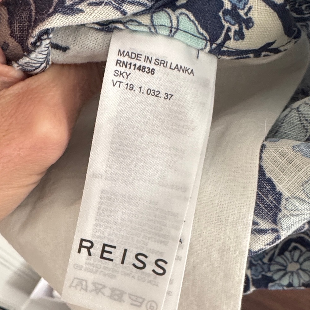 Reiss Blue Floral Women's Linen Shorts - Picture 5 of 7